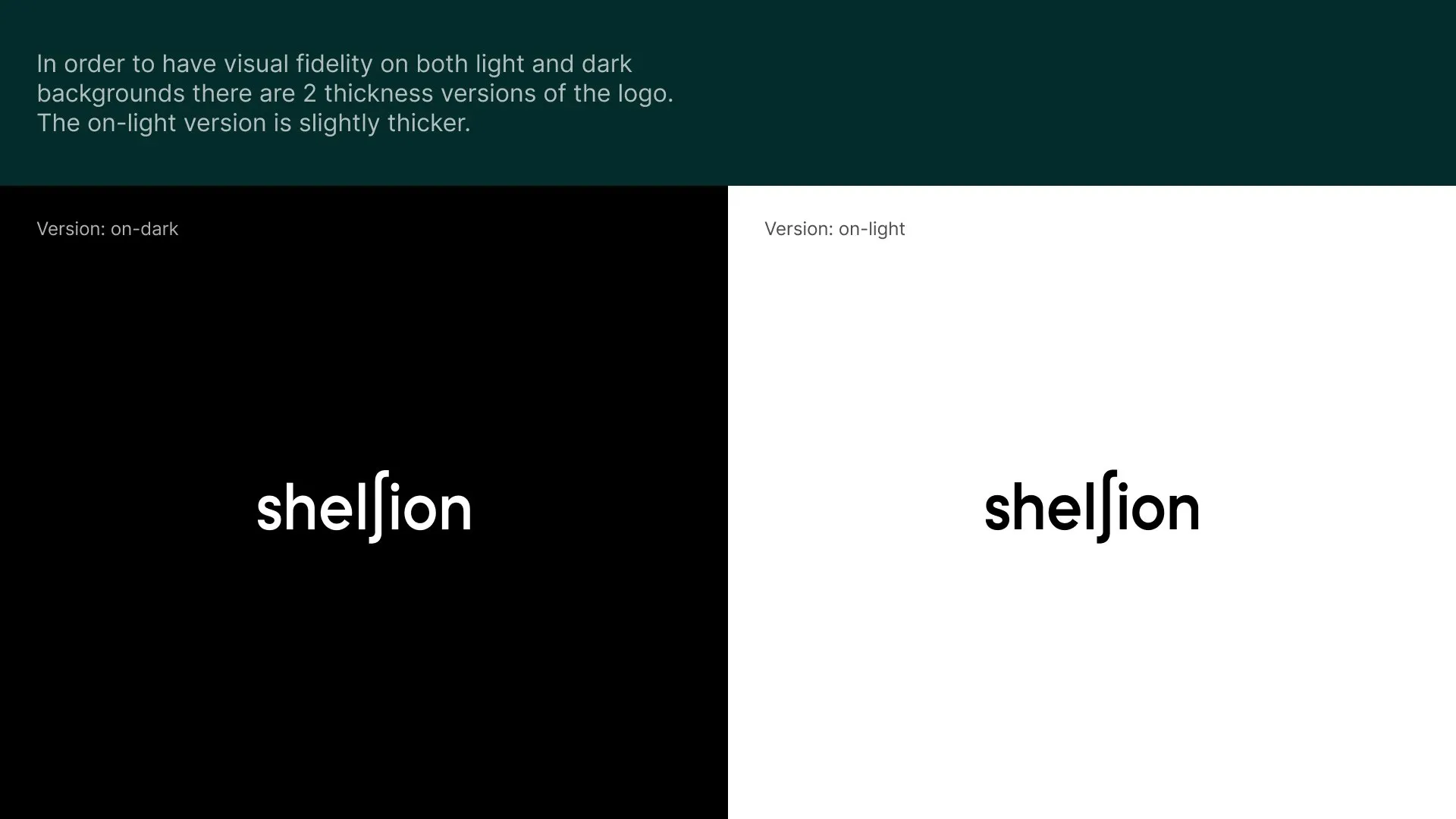 The wordmark in white on black and in black on white; the on-light version is drawn slightly heavier.