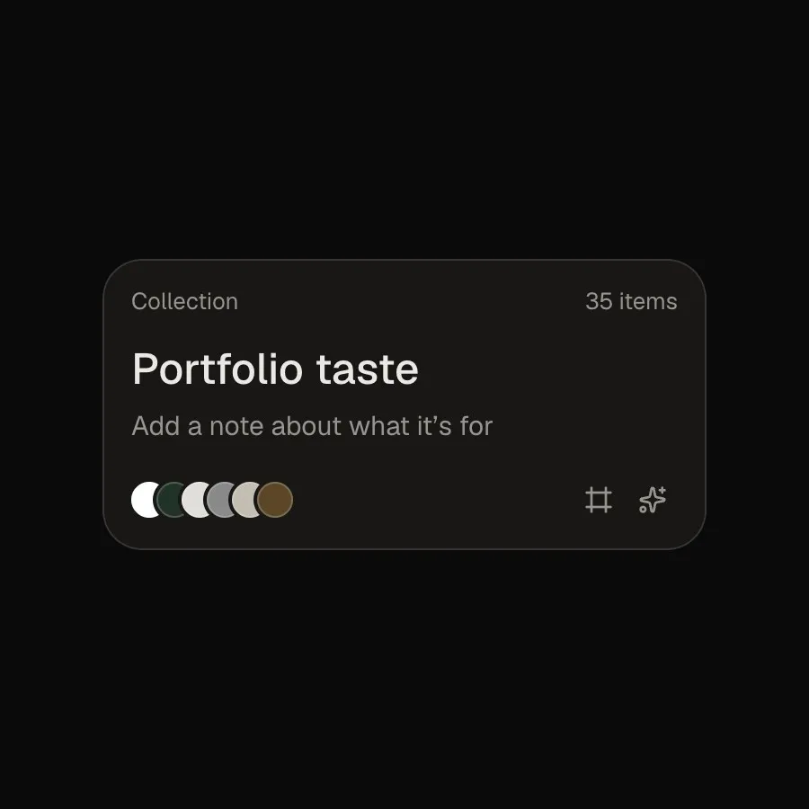 The Portfolio taste collection's card: its name, 35 items, and its palette.